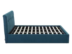 Vente-unique Lit coffre 180 x 200 cm - Tissu bouclette - Bleu canard + Matelas - MAZIRI