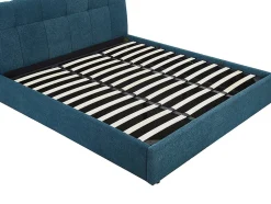Vente-unique Lit coffre 180 x 200 cm - Tissu bouclette - Bleu canard + Matelas - MAZIRI