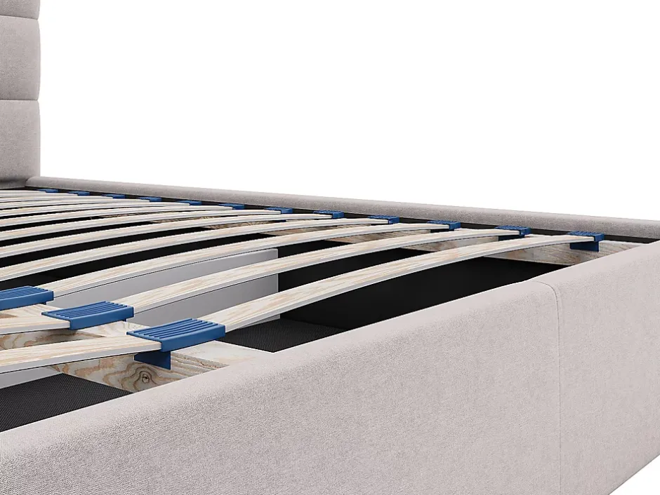 Vente-unique Lit coffre 200 x 200 cm - Tissu - Beige - ELIAVA Discount