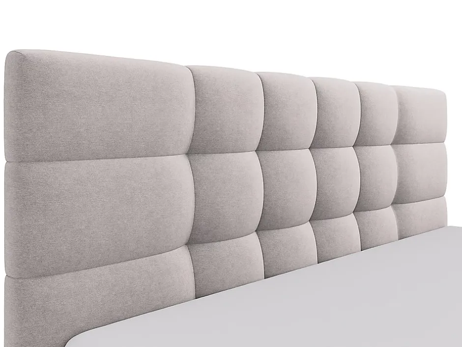 Vente-unique Lit coffre 200 x 200 cm - Tissu - Beige - ELIAVA Discount