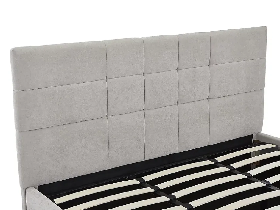 Vente-unique Lit coffre 180 x 200 cm - Tissu - Gris - HOPEYA Online