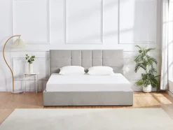 Vente-unique Lit coffre 180 x 200 cm - Tissu - Gris - HOPEYA Online