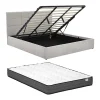 Vente-unique Lit coffre 180 x 200 cm - Tissu - Gris + Matelas - HOPEYA