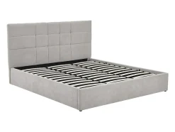 Vente-unique Lit coffre 180 x 200 cm - Tissu - Gris + Matelas - HOPEYA