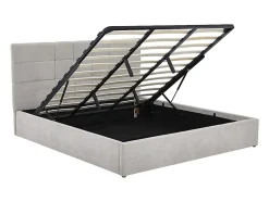 Vente-unique Lit coffre 180 x 200 cm - Tissu - Gris + Matelas - HOPEYA
