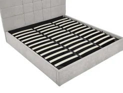 Vente-unique Lit coffre 180 x 200 cm - Tissu - Gris + Matelas - HOPEYA