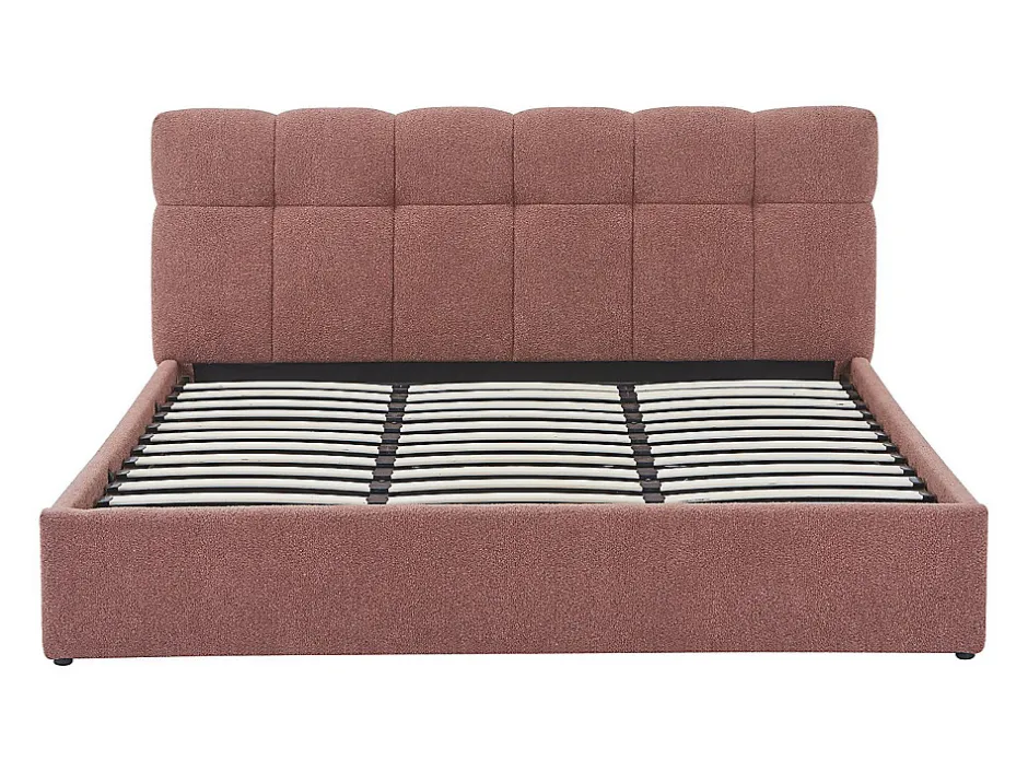 Vente-unique Lit coffre 180 x 200 cm - Tissu bouclette - Terracotta + Matelas - MAZIRI Online