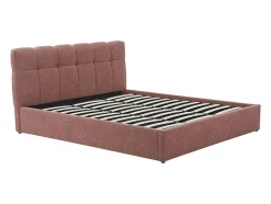 Vente-unique Lit coffre 180 x 200 cm - Tissu bouclette - Terracotta + Matelas - MAZIRI Online
