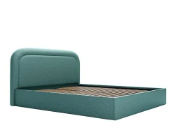 Vente-unique Lit coffre 180 x 200 cm - Tissu chiné - Bleu canard + Matelas - FIREZA