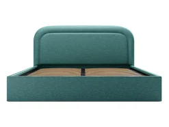 Vente-unique Lit coffre 180 x 200 cm - Tissu chiné - Bleu canard + Matelas - FIREZA