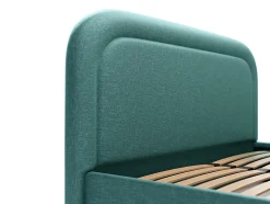 Vente-unique Lit coffre 180 x 200 cm - Tissu chiné - Bleu canard + Matelas - FIREZA