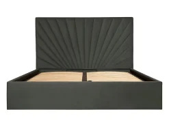 Vente-unique Lit coffre 180 x 200 cm - Velours - Gris anthracite + Matelas - RILIODA