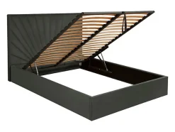 Vente-unique Lit coffre 180 x 200 cm - Velours - Gris anthracite + Matelas - RILIODA