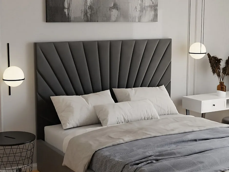 Vente-unique Lit coffre 180 x 200 cm - Velours - Gris anthracite + Matelas - RILIODA