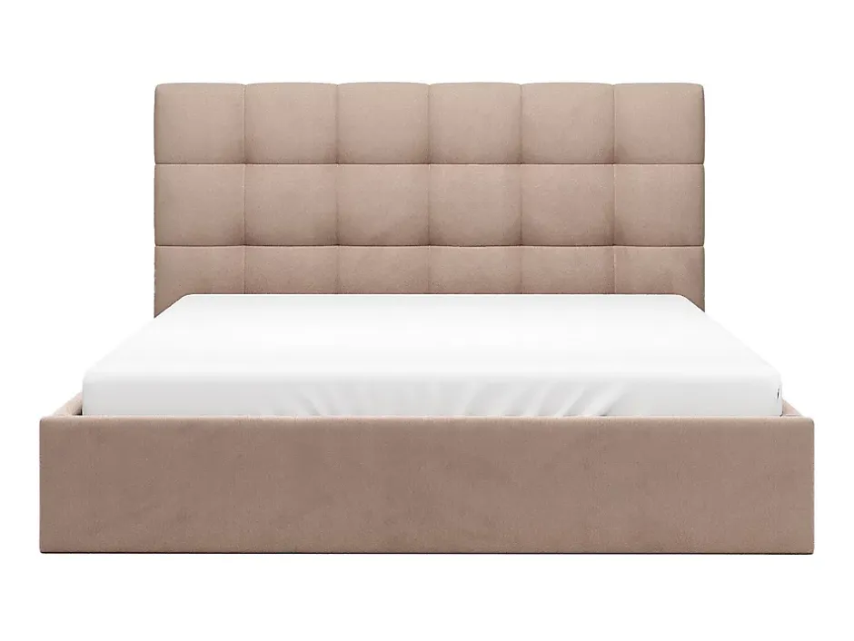 Vente-unique Lit coffre 200 x 200 cm - Velours - Beige - MIRDAL Outlet