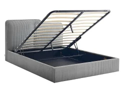 Vente-unique Lit coffre 180 x 200 cm - Velours côtelé - Gris + Matelas - NAYOLA