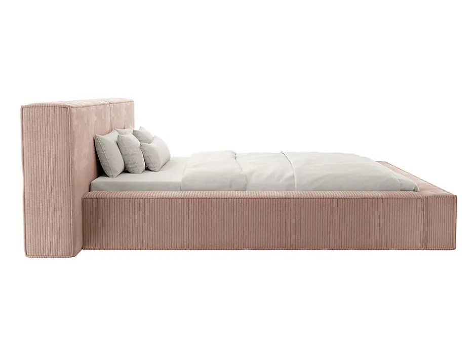 Vente-unique Lit coffre 180 x 200 cm - Velours côtelé - Rose - TIMANO New