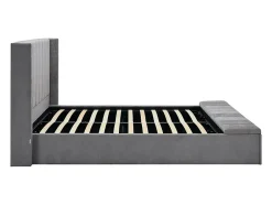 Vente-unique Lit coffre 160 x 200 cm avec banc - Tissu - Gris + Matelas - DOUINO