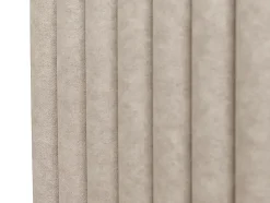 Vente-unique Lit coffre 160 x 200 cm avec tête de lit coutures verticales - Tissu - Taupe - SARAH II Outlet