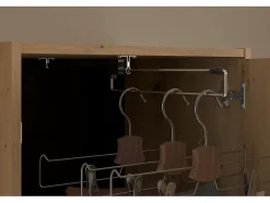 Vente-unique Lit coffre 140 x 190 cm LUDARO avec pont de lit VARLY - Coloris : Naturel et noir