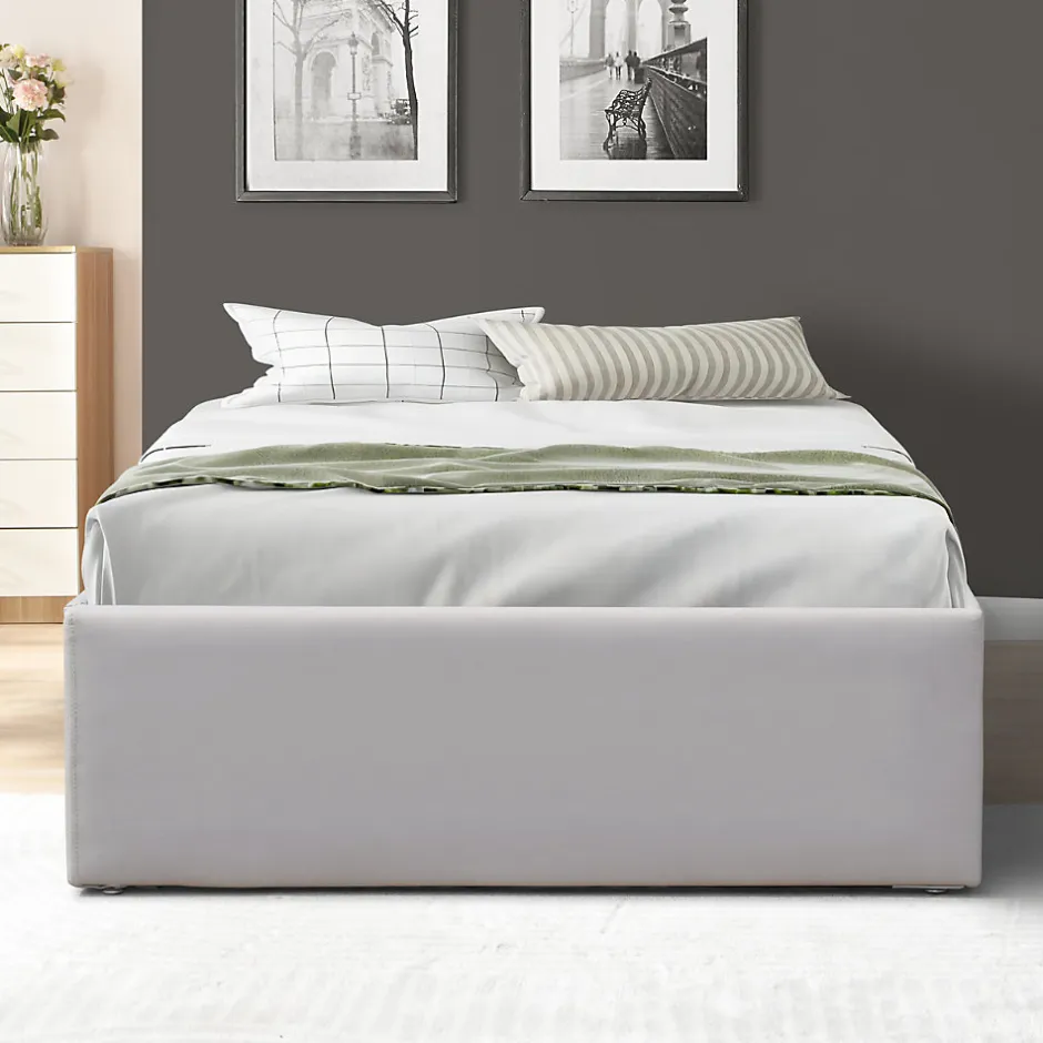 King Of Dreams Lit coffre - 100x200 cm - montage rapide - 12 lattes - revetement facile d'entretien - design moderne - rangement optimise