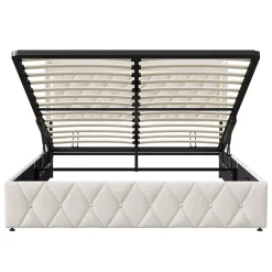Generique lit coffre 160 x 200,lit double 160 x 200 avec sommier,Tête de lit avec chargement USB et lumières LED réglables,velours,Beige Hot