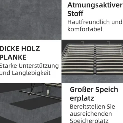Okwish Lit Coffre Ado 140x200 cm - Lit Double Avec Vérins Hydrauliques, Bas et Moderne, Sans Tête de Lit, Sans Matelas, Velours Gris