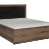 Pegane Lit coffre adulte 2 places 140x200 avec cadre sommier et rangement, coloris Chêne marron foncé/Chêne noir