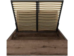 Pegane Lit coffre adulte 2 places 140x200 avec cadre sommier et rangement, coloris Chêne marron foncé/Chêne noir