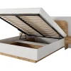 Vente-unique Lit coffre avec chevets 160 x 200 cm - Avec LEDs - Coloris : Naturel et blanc - DESADO
