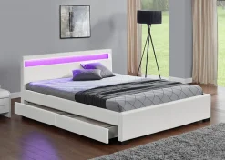 Concept Usine Lit coffre avec LED 160 x 200 cm blanc - ENFIELD