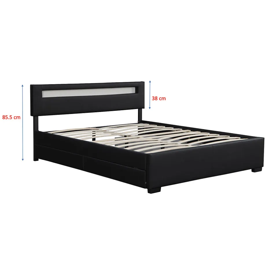 Concept Usine Lit coffre avec LED 160 x 200 cm blanc - ENFIELD