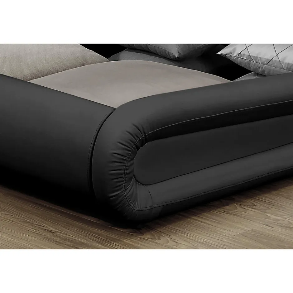Concept Usine Lit coffre avec LED 140 x 190 cm noir - PORTLAND