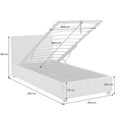 Sweeek Lit coffre avec sommier à lattes et tête de lit. finition velours côtelé rose. L 202 x P 97.5 x H 86cm Discount