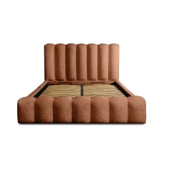 Meublorama Lit coffre BADJA Tissu bouclé Terracota 180x200 cm Sommier relevable Design haut de gamme