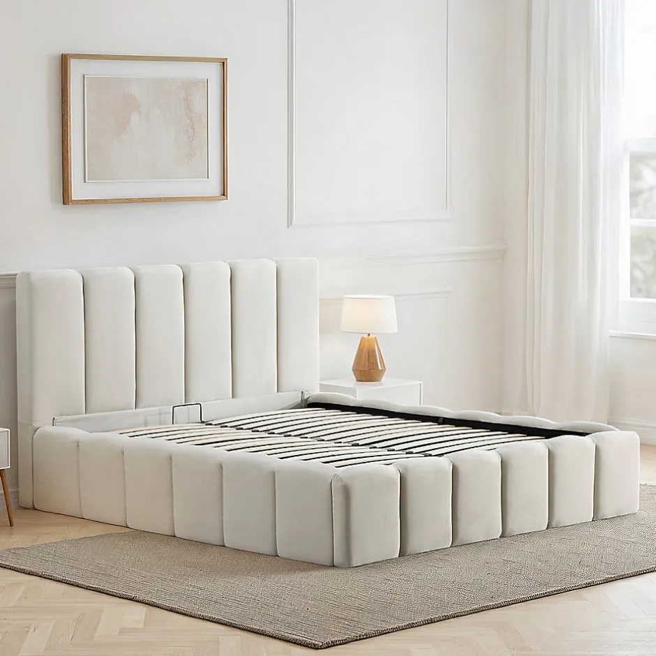Bellecour Lit coffre beige Madeleine 180x200 cm