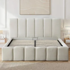 Bellecour Lit coffre beige Madeleine 180x200 cm