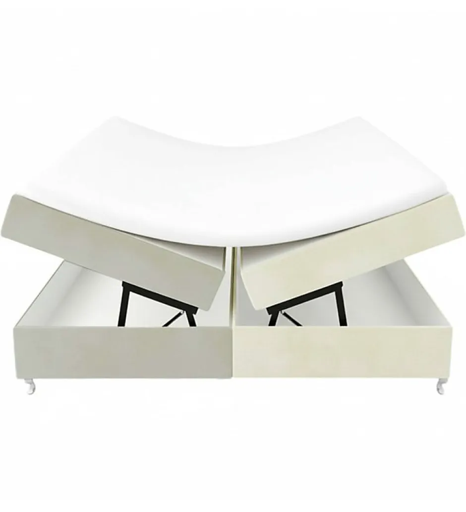 Pro Et Discount Lit Coffre Bicolore 160x200 cm Velours Alcantara beige et sable avec Matelas et Rangement Integre