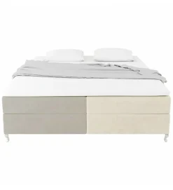 Pro Et Discount Lit Coffre Bicolore 160x200 cm Velours Alcantara beige et sable avec Matelas et Rangement Integre