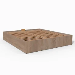 Weber Industries Lit coffre BILBAO 140x200 cm + sommier / Décor chêne blanchi