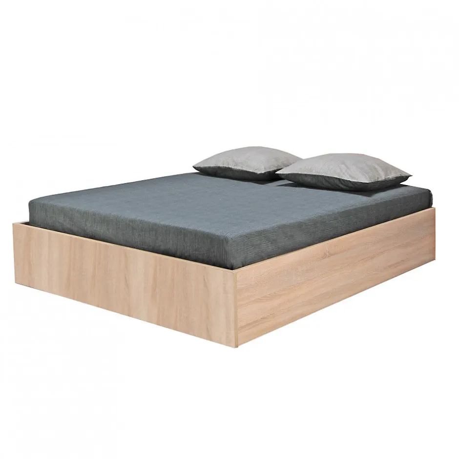 Weber Industries Lit coffre BILBAO 140x190 cm + sommier / Décor chêne blanchi