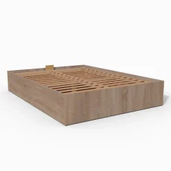 Weber Industries Lit coffre BILBAO 140x190 cm + sommier / Décor chêne blanchi