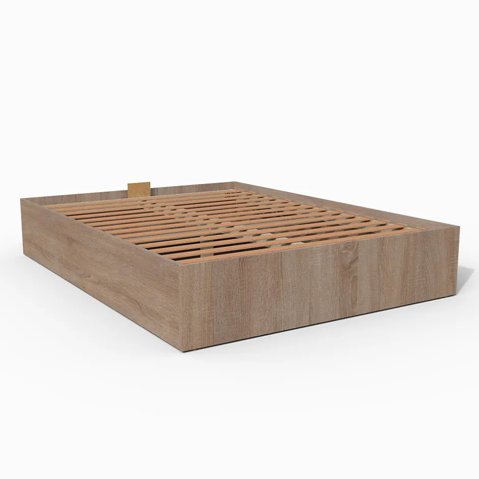 Weber Industries Lit coffre BILBAO 140x190 cm + sommier / Décor chêne blanchi