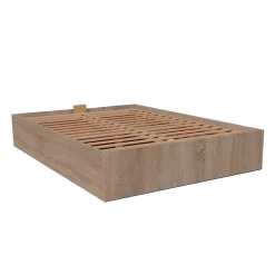Weber Industries Lit coffre BILBAO 160x200 cm + sommier / Décor chêne blanchi