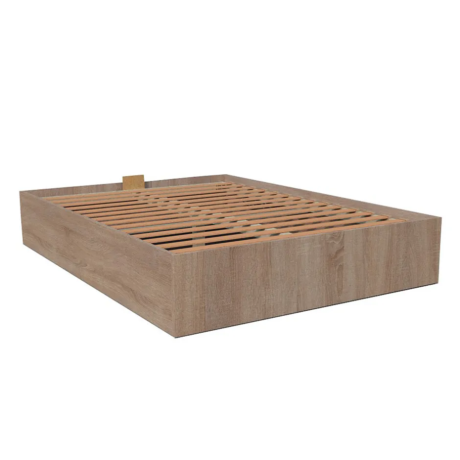 Weber Industries Lit coffre BILBAO 160x200 cm + sommier / Décor chêne blanchi