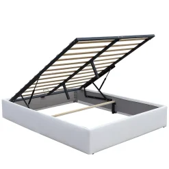 King Of Dreams Lit coffre blanc Loris - 140x190 cm - avec pieds - matelas 2x12 lattes - facile entretien - confort optimal - style moderne - Online
