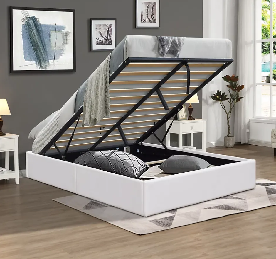 King Of Dreams Lit coffre blanc 120x190 cm - 12 lattes - montage rapide - confort optimal - usage quotidien - Outlet