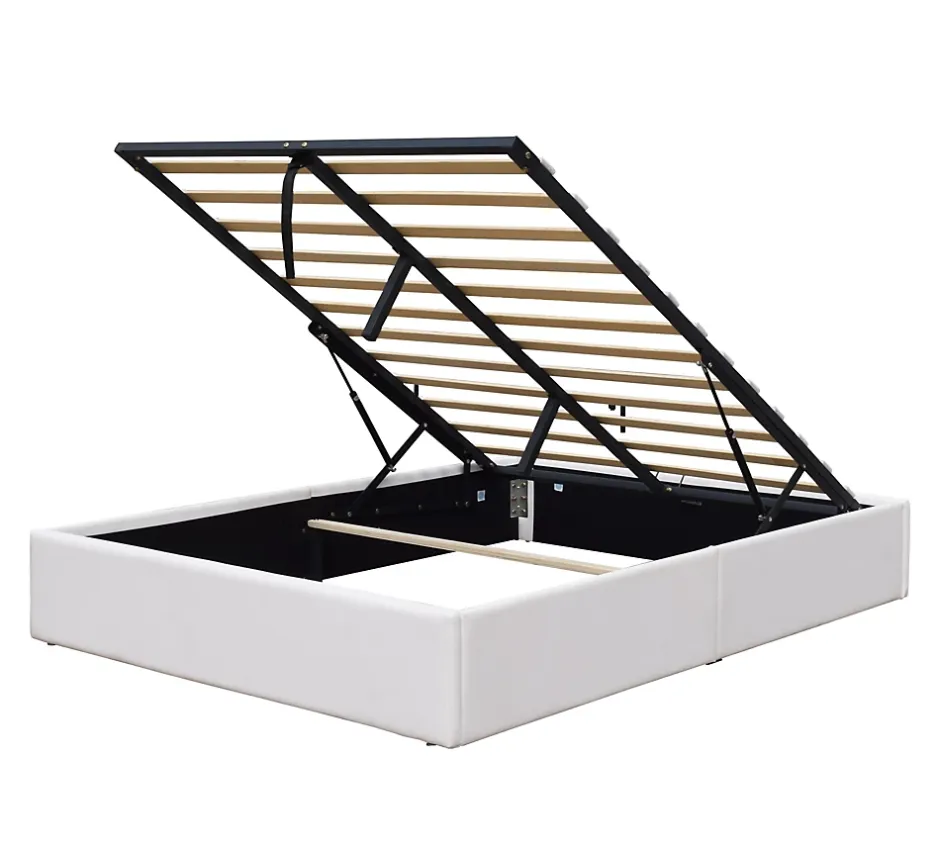 King Of Dreams Lit coffre blanc 120x190 cm - 12 lattes - montage rapide - confort optimal - usage quotidien - Outlet
