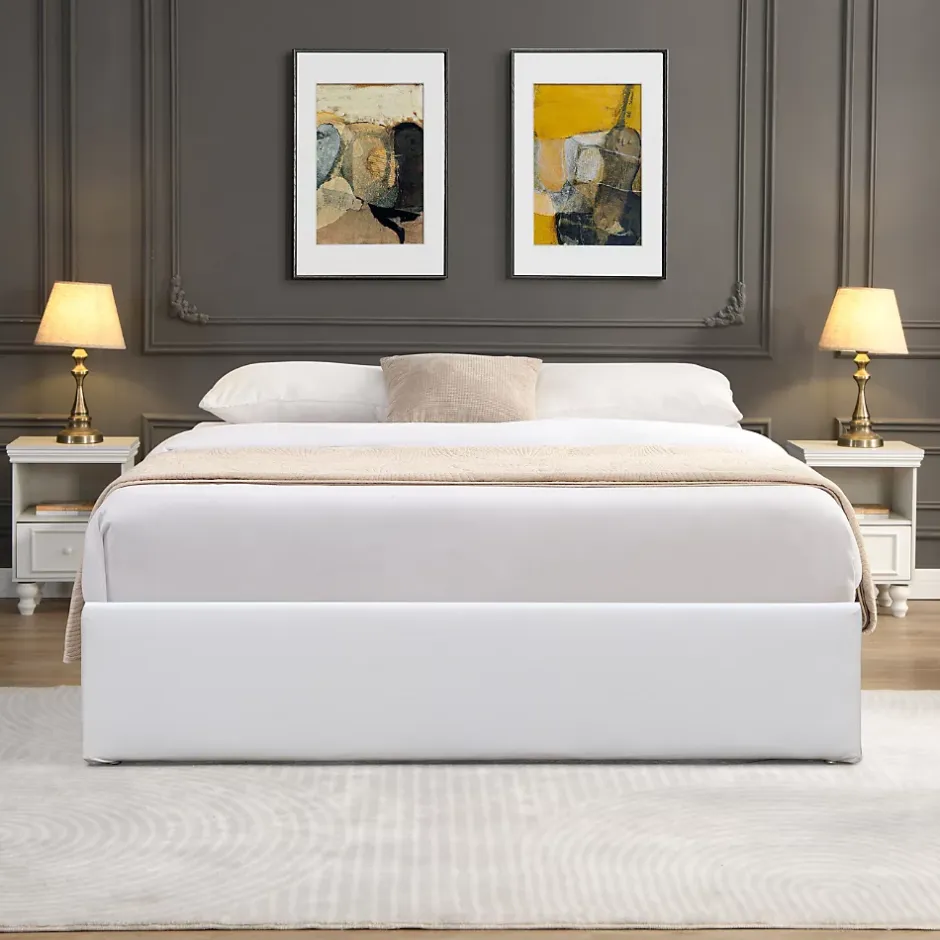 King Of Dreams Lit coffre blanc 120x190 cm - 12 lattes - montage rapide - confort optimal - usage quotidien - Outlet