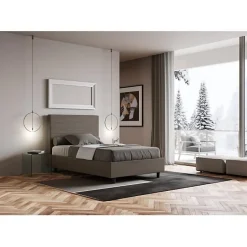 Ityhome Lit coffre capitonné Focus simili cuir cappuccino 140x190